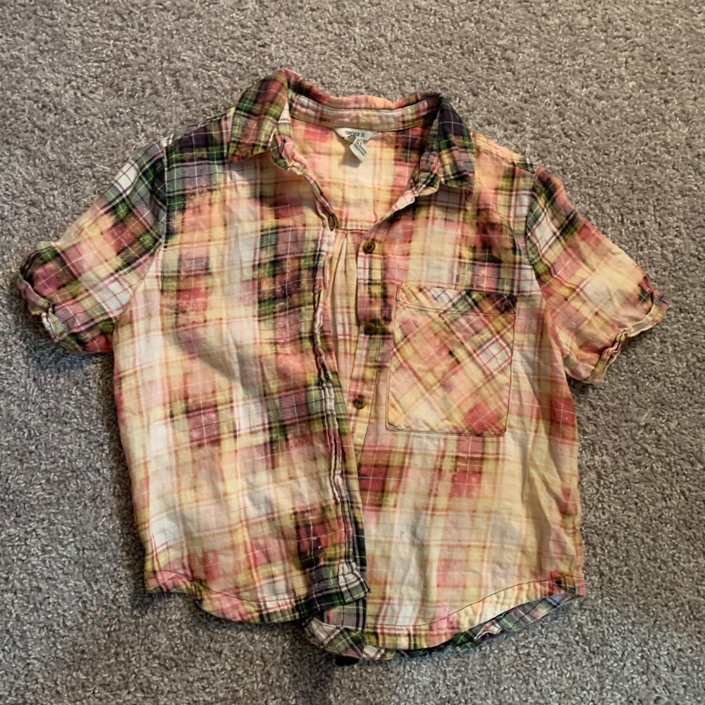 Bleached Crop Button Up - Picture 2 of 4
